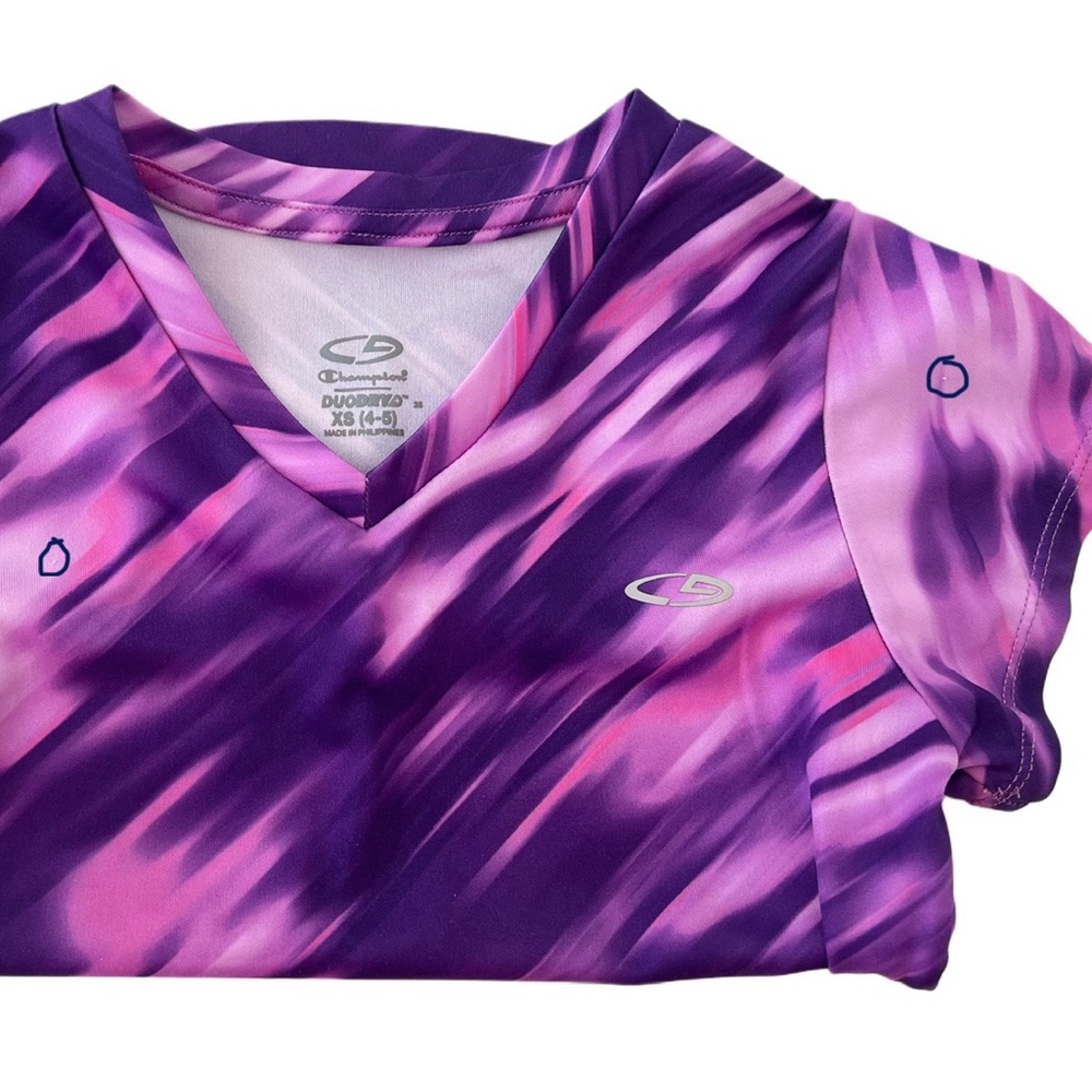 Champion Duo Dry Kids Athletic Shirt & Shorts Set in Purple and Pink | Girls 5T - Picture 9 of 9